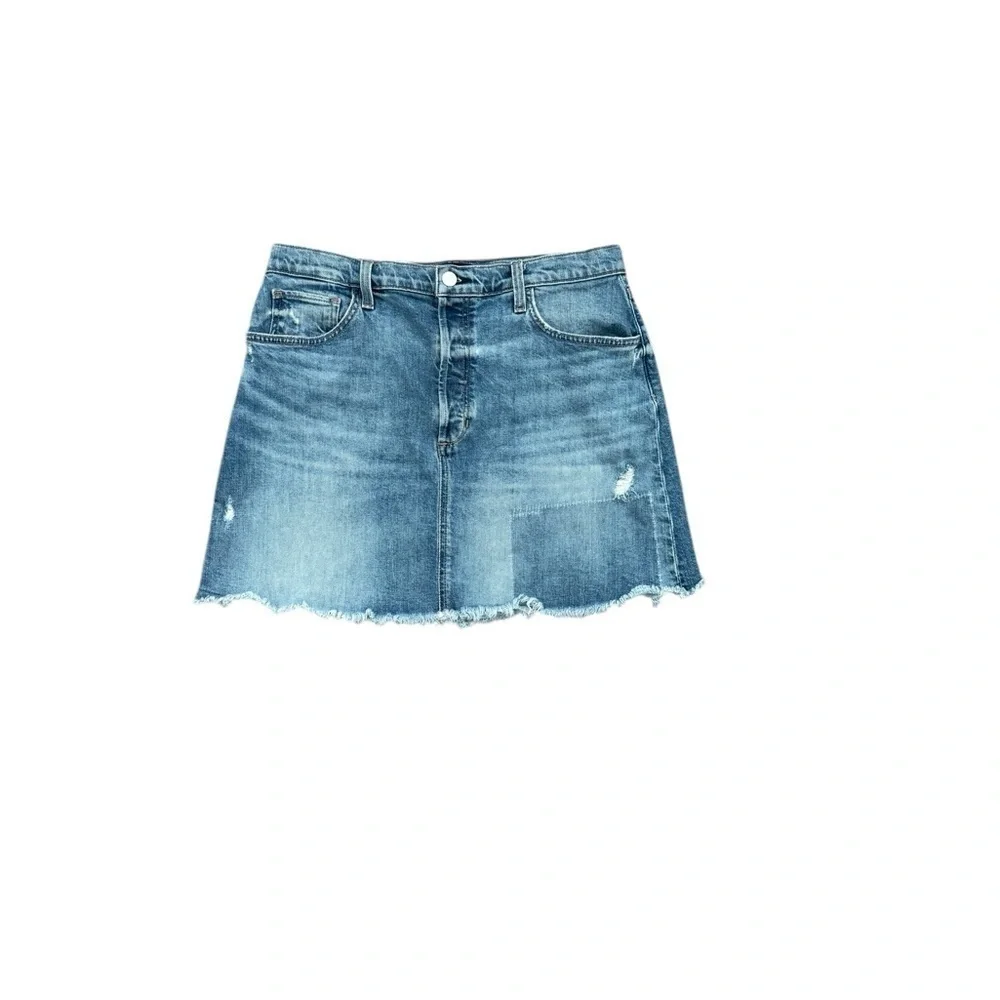Joe's Jeans Let's Boogie Denim Skirt Raw Hem Button Fly Boho Organic Size 31